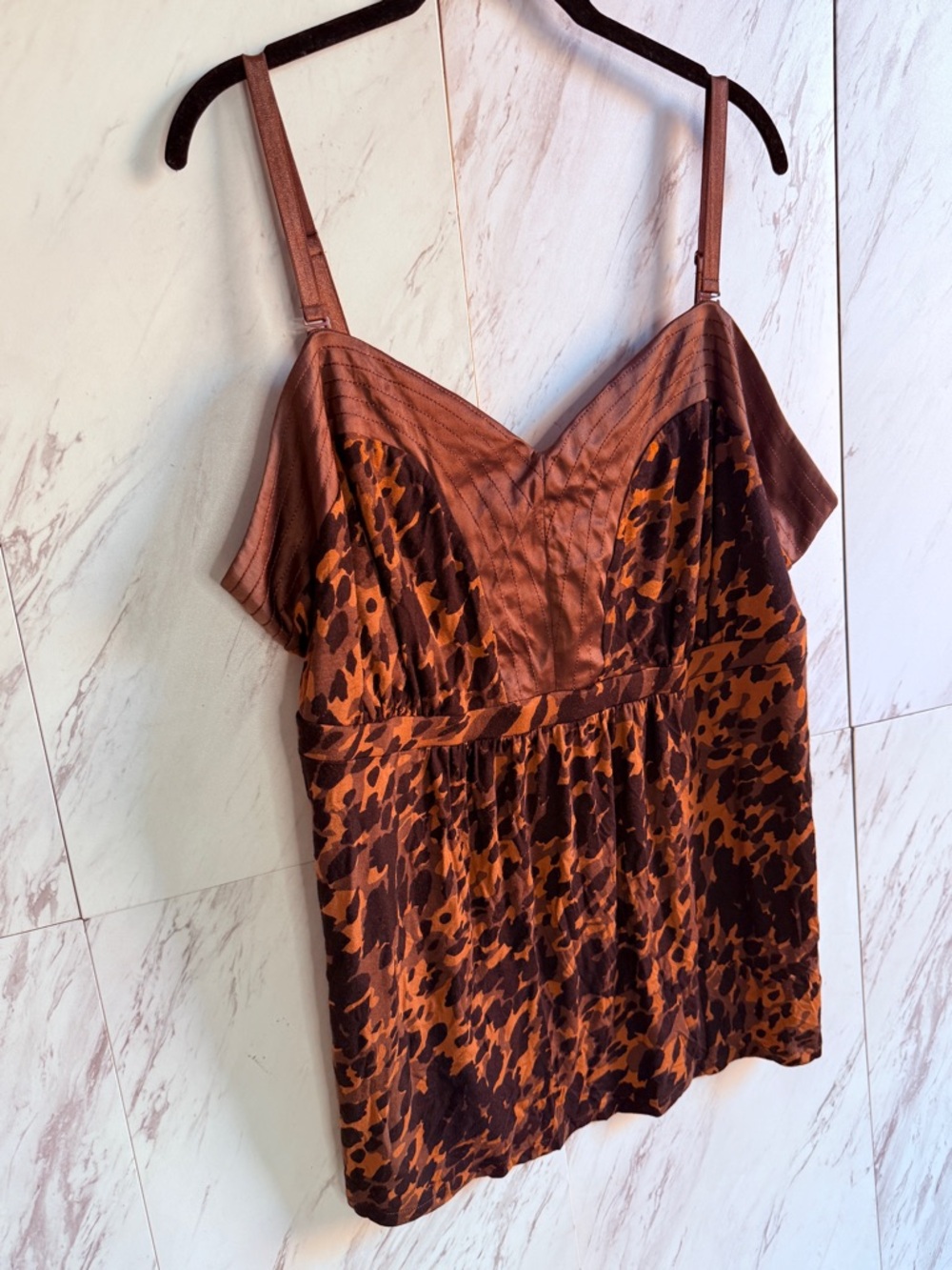 Lane Bryant Leopard Print Satin Trim Cami w/ Removable Straps SZ 22/24
